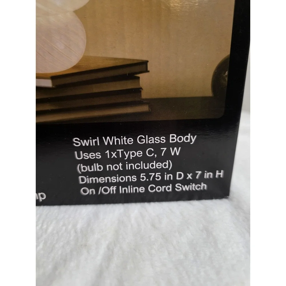 Alsy Mushroom Lamp Swirl‎ White Glass 7